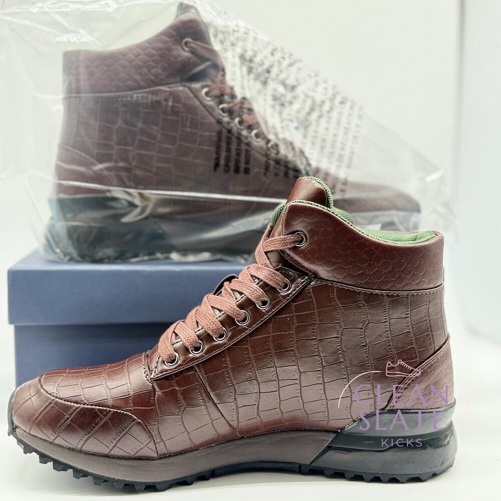 Mazino Hessonite Brown Croc Embossed High Top Sneaker Men's 8 NIB